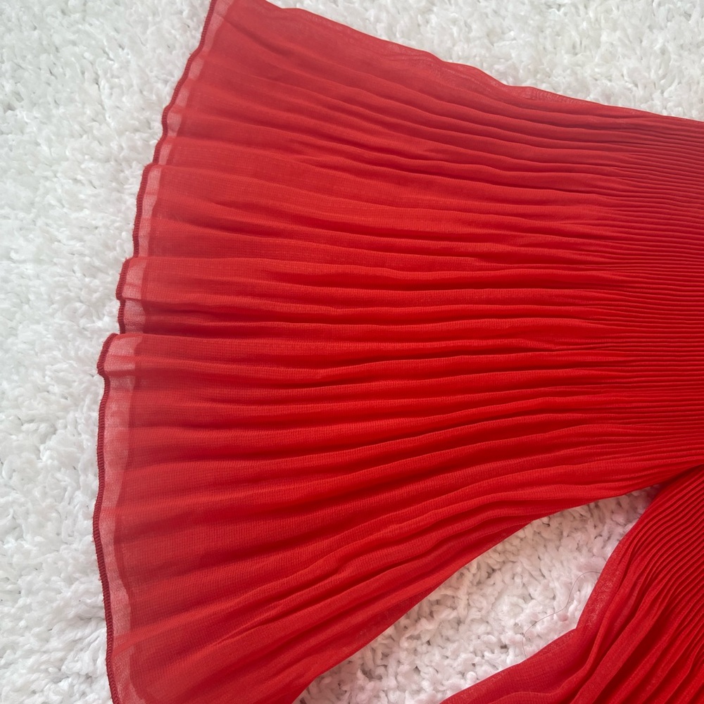ZARA Woman Red Pleated Off-Shoulder “Flowy” Blouse with 3/4 sleeves Size XS - Picture 10 of 17